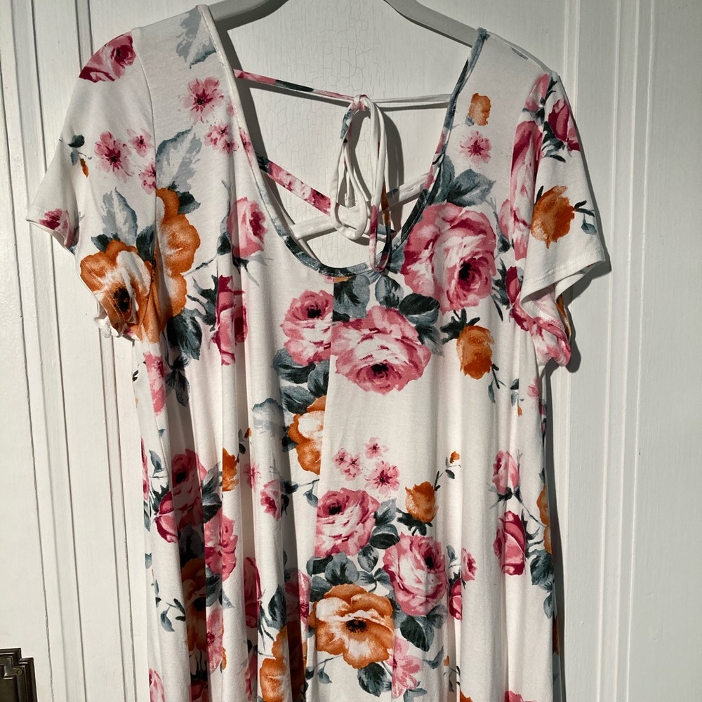 Jessy B Floral Flowers Pink Orange White Blouse - Picture 8 of 12